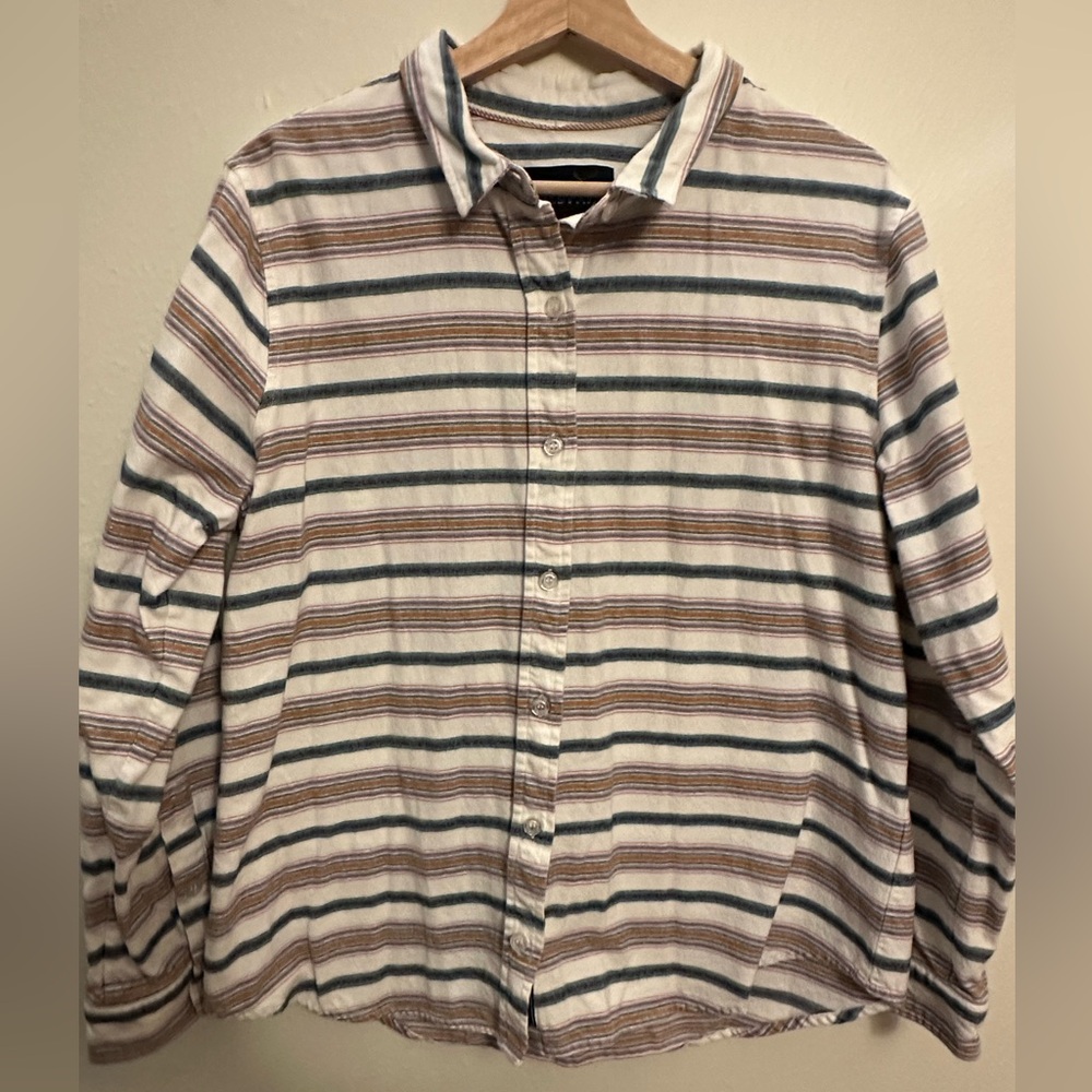 Wildfang flannel Striped Shirt button down‎ shirt size L